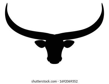 Longhorn cattle head icon, vector illustration