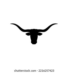 Longhorn Cattle Head Silhouette Vector Isolated White Background  Longhorn Cattle logo template in trendy style  Suitable for many purposes about Cow longhorn cattle 
