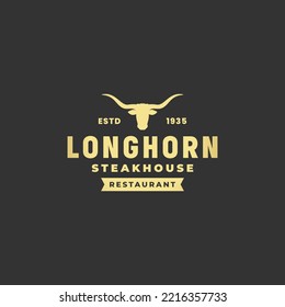 Longhorn Cattle Logo Vector or Premium Longhorn Cattle Logo Vector Isolated. Best vintage longhorn buffalo, cow, bull logo design for your business ranch. Perfect for texas longhorn steakhouse logo.