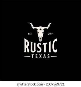 Longhorn Cattle Rustic Texas Logo Design