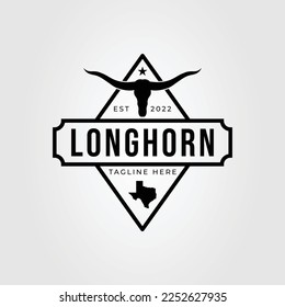 longhorn cattle or texas cow logo vector illustration design