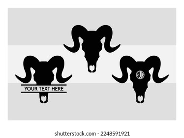 Longhorn Head Skull SVG, Longhorn Head Monogram, Cow Skull, Clipart, Bull Skull, Silhouette, Vector, Monogram svg