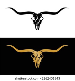 Longhorn head skull. Vector illustration.