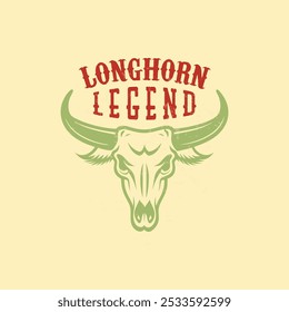 Longhorn lettering logo design vintage old bull vintage vector