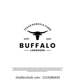 longhorn logo design vintage. buffalo, cow, bull logo inspiration