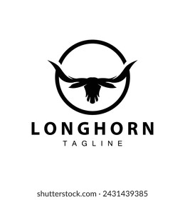 Longhorn logo design vintage old bull texas western country black silhouette