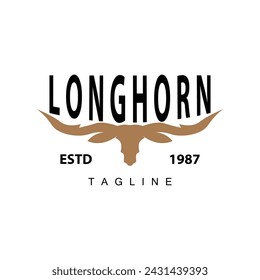 Longhorn logo design vintage old bull texas western country black silhouette