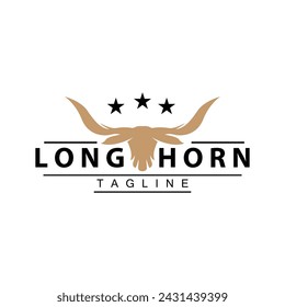 Longhorn logo design vintage old bull texas western country black silhouette