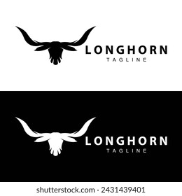 Longhorn logo design vintage old bull texas western country black silhouette