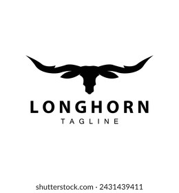 Longhorn logo design vintage old bull texas western country black silhouette