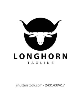 Longhorn logo design vintage old bull texas western country black silhouette
