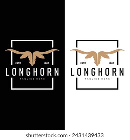 Longhorn logo design vintage old bull texas western country black silhouette