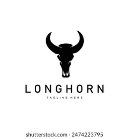 Longhorn logo design vintage old bull texas western country black silhouette