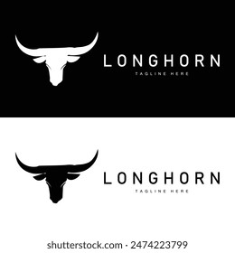Longhorn logo design vintage old bull texas western country black silhouette