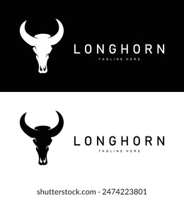 Longhorn logo design vintage old bull texas western country black silhouette