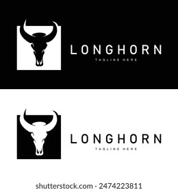 Longhorn logo design vintage old bull texas western country black silhouette