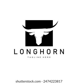 Longhorn logo design vintage old bull texas western country black silhouette