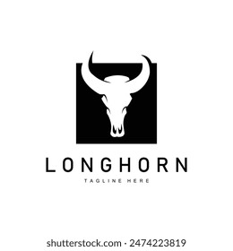 Longhorn logo design vintage old bull texas western country black silhouette