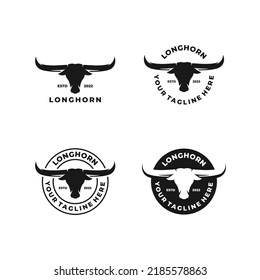 Longhorn logo set design vector