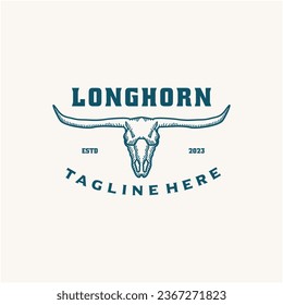 Longhorn rustic logo design vector