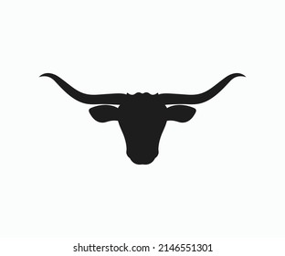 Longhorn Silhouette Bull Head Logo Icon Vector.