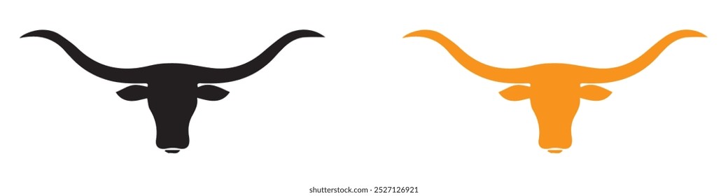 Longhorn Silhouette Vector logo, symbol, Icon illustration. Bullhead silhouette long horn vector logo design. Eps 10