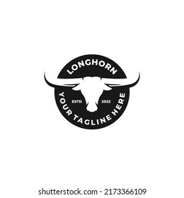Longhorn simple flat logo design vector