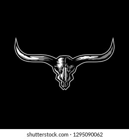 Longhorn skull logo design concept vector illustration