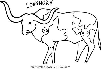 Longhorn. Texas animal symbol. Vector linear illustration