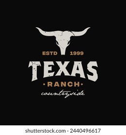 Longhorn Texas Farm Ranch Cow Bull Buffalo Livestock Countryside Logo Design