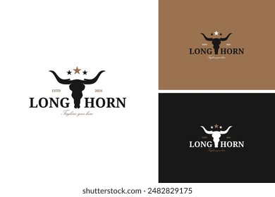Longhorn vintage emblem logo design vector illustration template idea