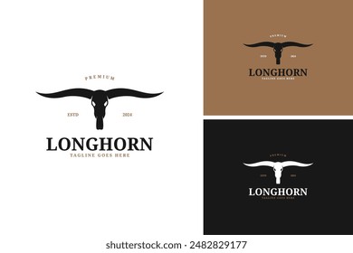 Longhorn vintage emblem logo design vector illustration template idea