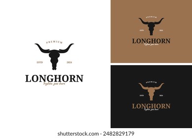 Longhorn vintage emblem logo design vector illustration template idea