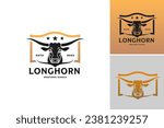 Longhorn Western Ranch Logo is a design asset that depicts a logo inspired by the Western theme, specifically featuring a longhorn cattle.