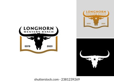 Longhorn Western Ranch Logo is a design asset that depicts a logo inspired by the Western theme, specifically featuring a longhorn cattle.