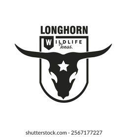 longhorn western texas badge vintage logo design vector illustration