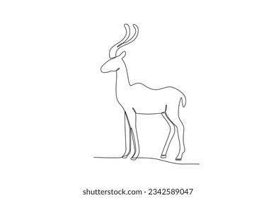A long-horned deer. World animal day one-line drawing