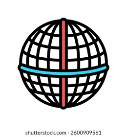 longitude and latitude lines color icon vector. longitude and latitude lines sign. isolated symbol illustration