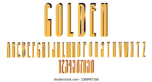 Longitudinal 3d golden letters set