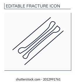 Longitudinal fracture line icon. Petrous temporal bone fractures occur parallel to long axis of petrous temporal bone. Healthcare concept. Isolated vector illustration. Editable stroke