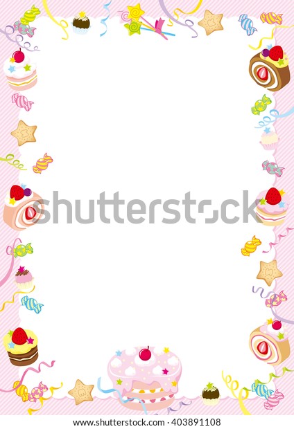 Longitudinal Frame Candy Cake Cookie Ribbon Stock Vector (Royalty Free ...