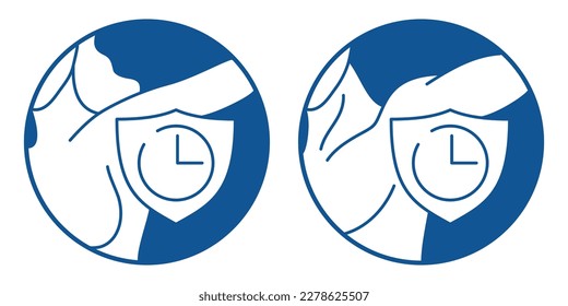 Long-lasting antiperspirant icon in two versions - for male and female use. Isolated pictograms in thin line with decorative armpits svg
