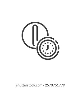 Long-Lasting Relief line icon. linear style sign for mobile concept and web design. A clock and a pill outline vector icon. Symbol, logo illustration. Vector graphics