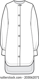 longline shirt flat sketch vector illustration 