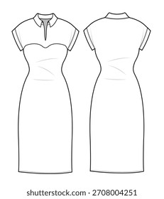 Longline tops mockup template vector design technical illustration.