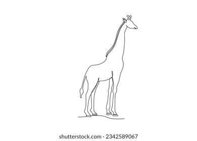 A long-necked giraffe. World animal day one-line drawing