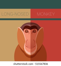 Long-nosed monkey flat postcard