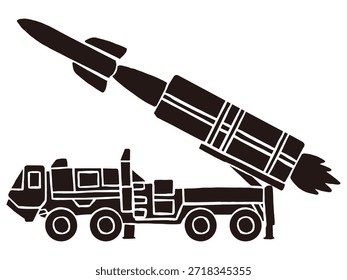 Ilustración vectorial de misiles de crucero antibuque de largo alcance: concepto de defensa y seguridad naval