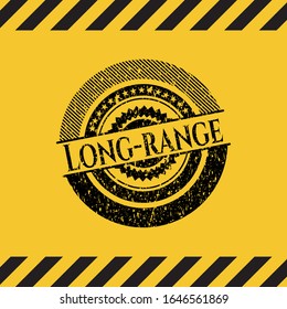 Long-range inside warning sign, black grunge emblem. Vector Illustration. Detailed.
