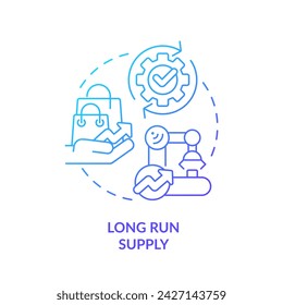 Long-run supply blue gradient concept icon. Increasing cost industry. Round shape line illustration. Abstract idea. Graphic design. Easy to use in brochure marketing